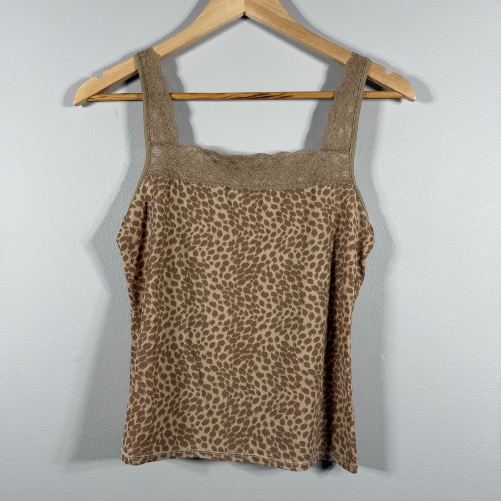 Vanity Fair Leopard Print Lace Trim Camisole Brown 36/42